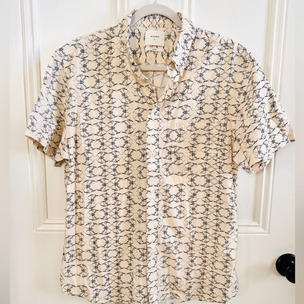 Billy Reid Men's Ivory Pelican Print Shirt